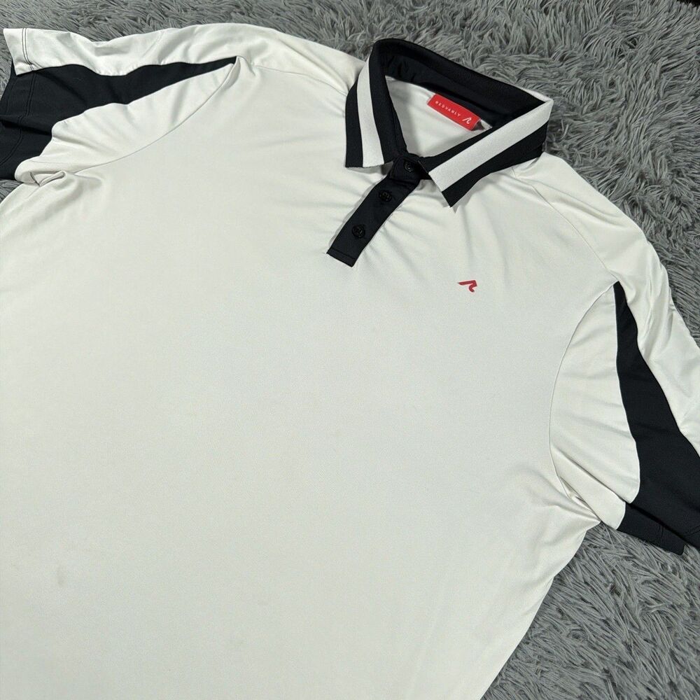 Redvanly Shirt Extra Large White Black Polo Golf Performance Stretch Logo Mens